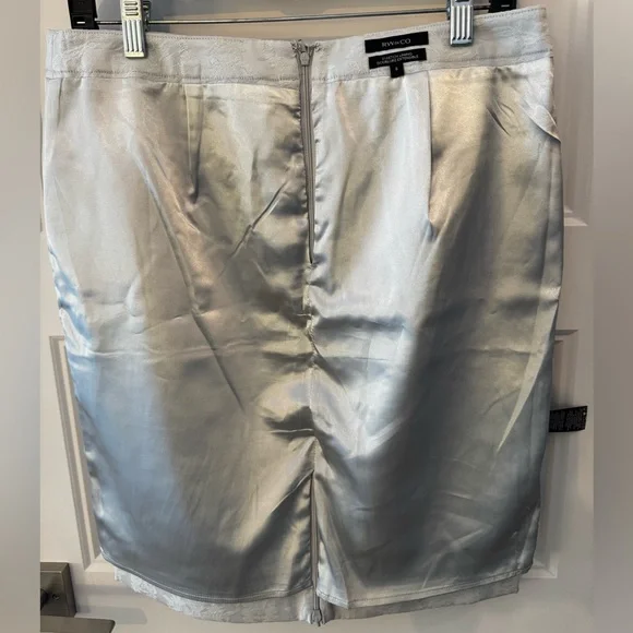 RW&CO. Ivory/Off-White Floral Jacquard Pencil Skirt - Cotton Blend - Size 8 - Picture 9 of 10